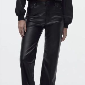 Zara high rise full length leather pants